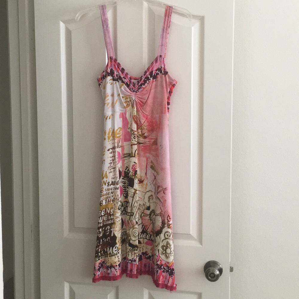 Save the Queen designer multicolored print dress